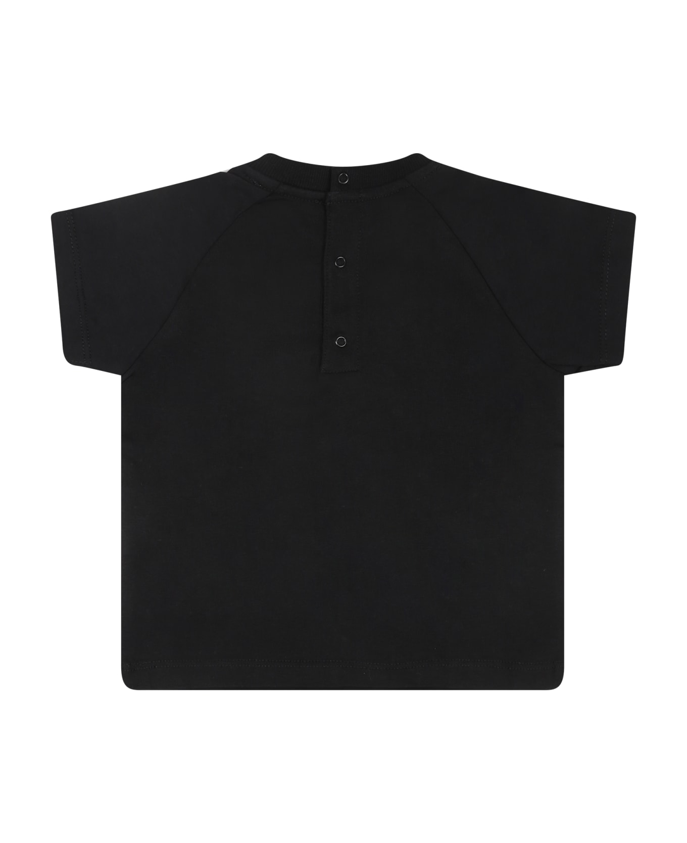 Moschino T-shirt Nera Per Neonati Con Teddy Bear E Logo - Black