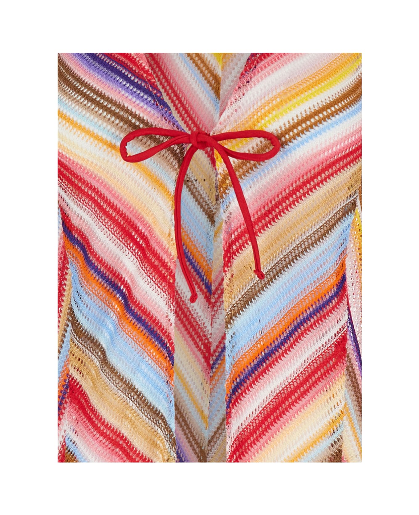 Missoni Multicolor Long Beach Robe With Zigzag Motif In Crochet Woman - Multicolor