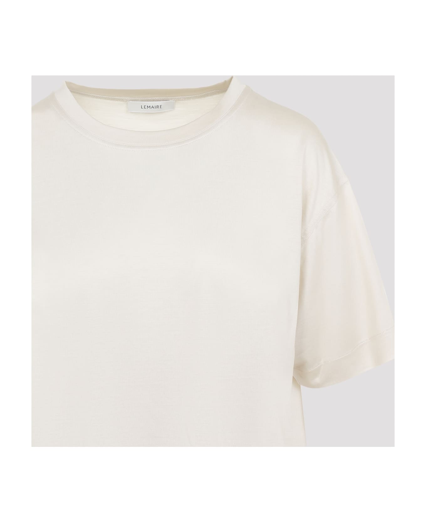 Lemaire T-shirt In Beige Silk - Light Cream