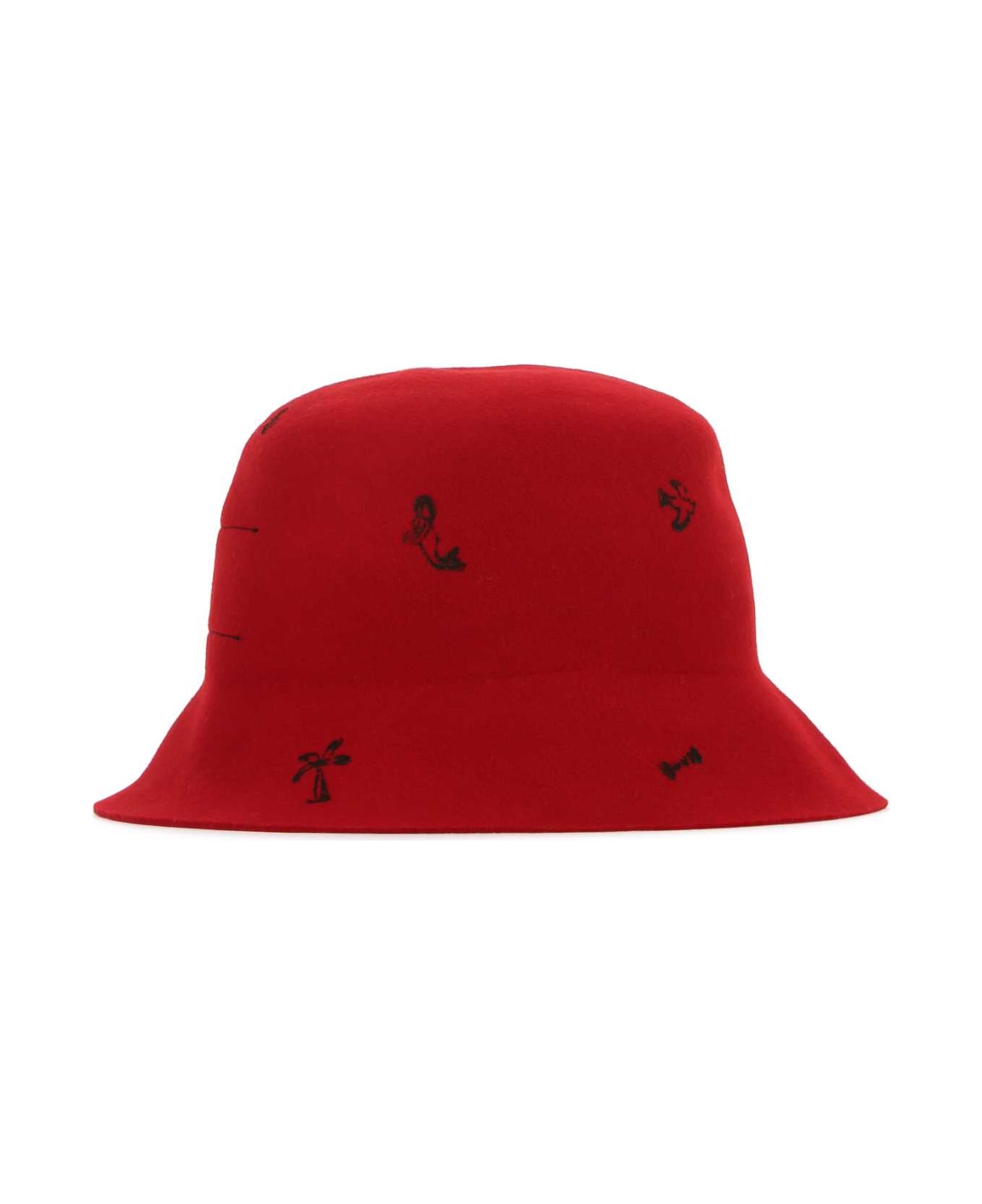 Super Duper Hats Red Felt Freya Bucket Hat - IBISCO