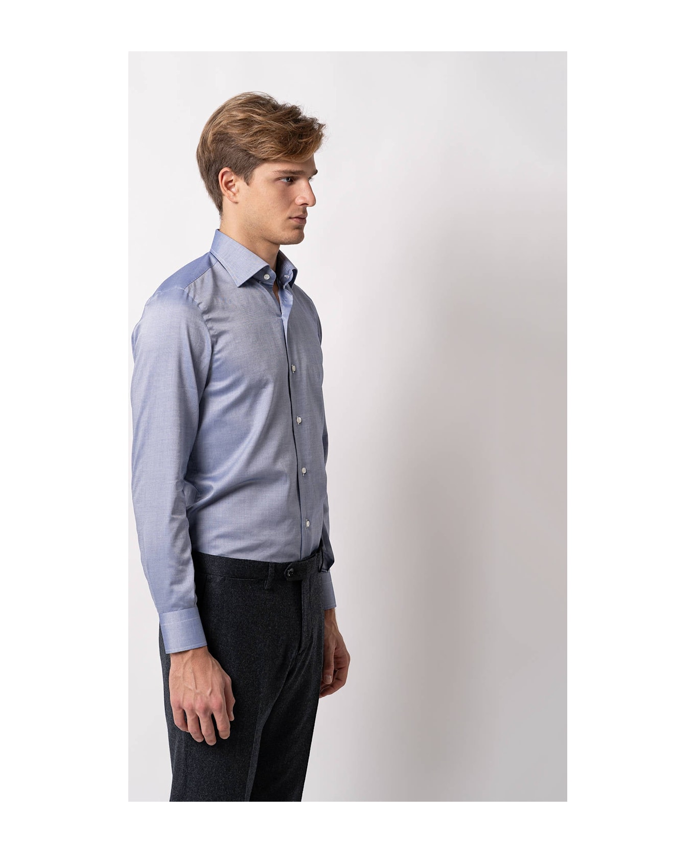 Larusmiani Tailored Cotton Shirt Astoria Shirt - Blue