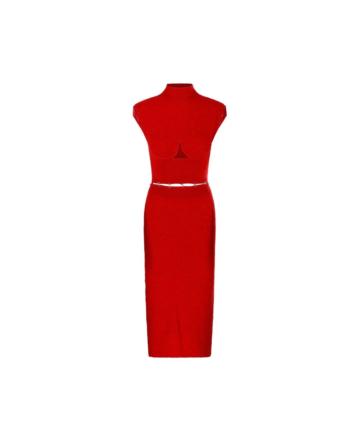 SportMax Cut-out High Neck Dress - ROSSO