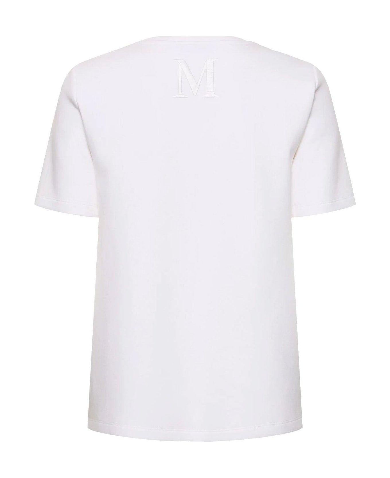 'S Max Mara Logo Embroidered Crewneck T-shirt - White Tシャツ