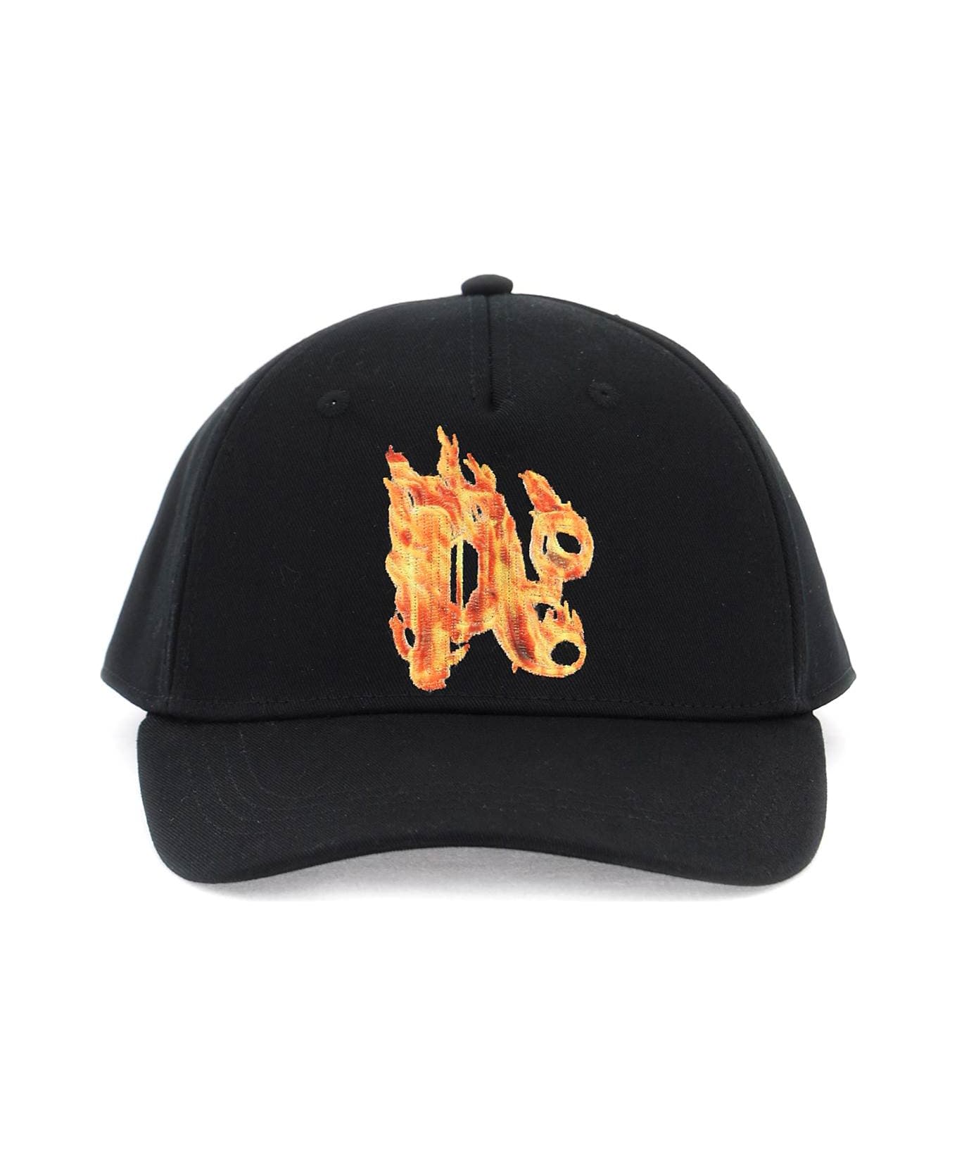 Palm Angels Burning Monogram Baseball Cap - BLACK GOLD (Black)