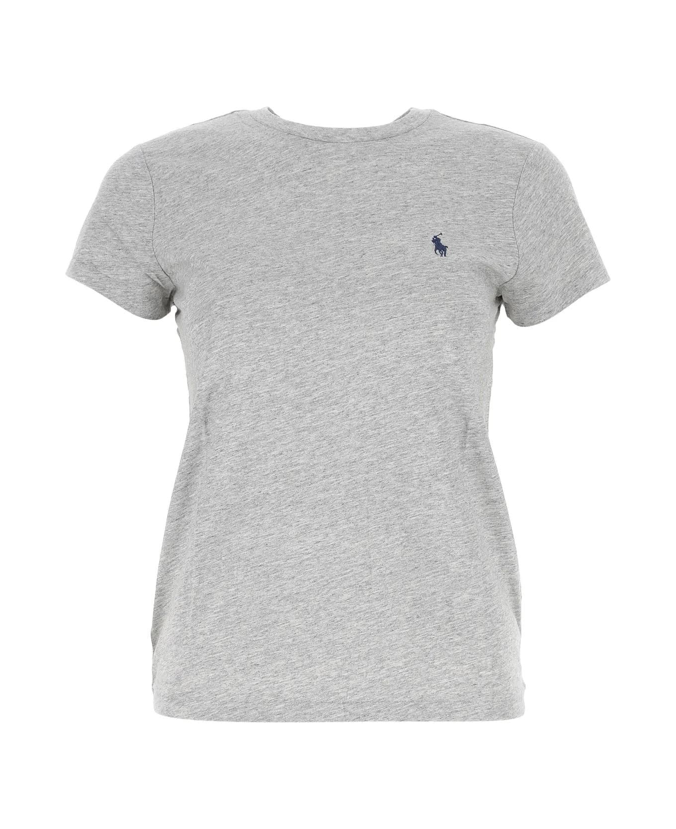 Ralph Lauren Melange Grey Cotton T-shirt - Cobblestone Heather