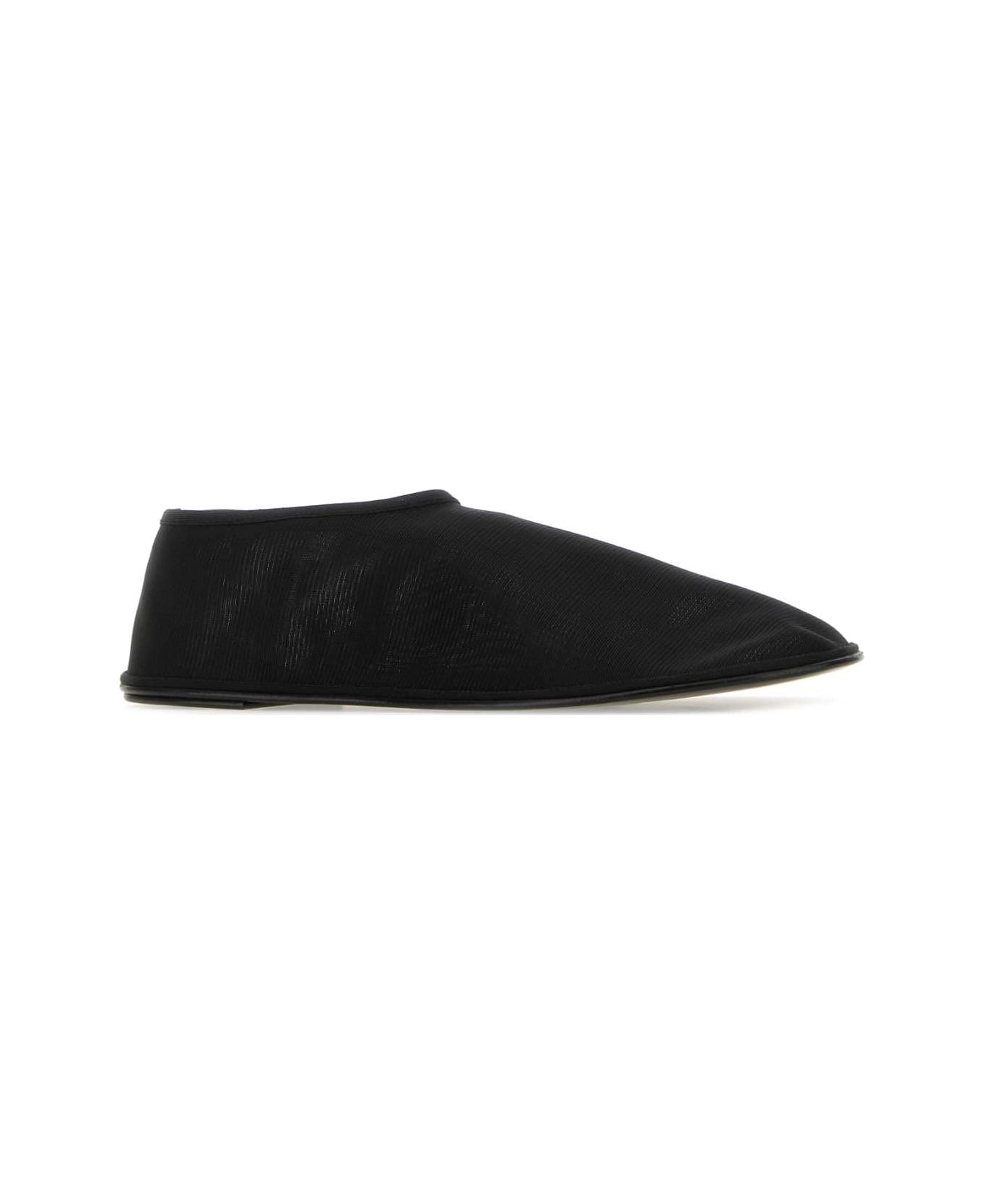 The Row Black Nylon Socks Slip Ons - Black フラットシューズ