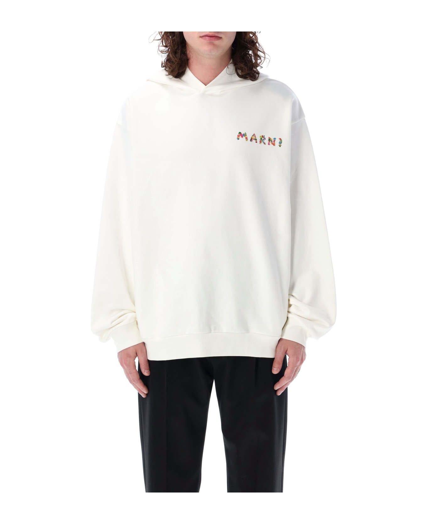 Marni Hoodie With Back Print - NATURAL WHITE