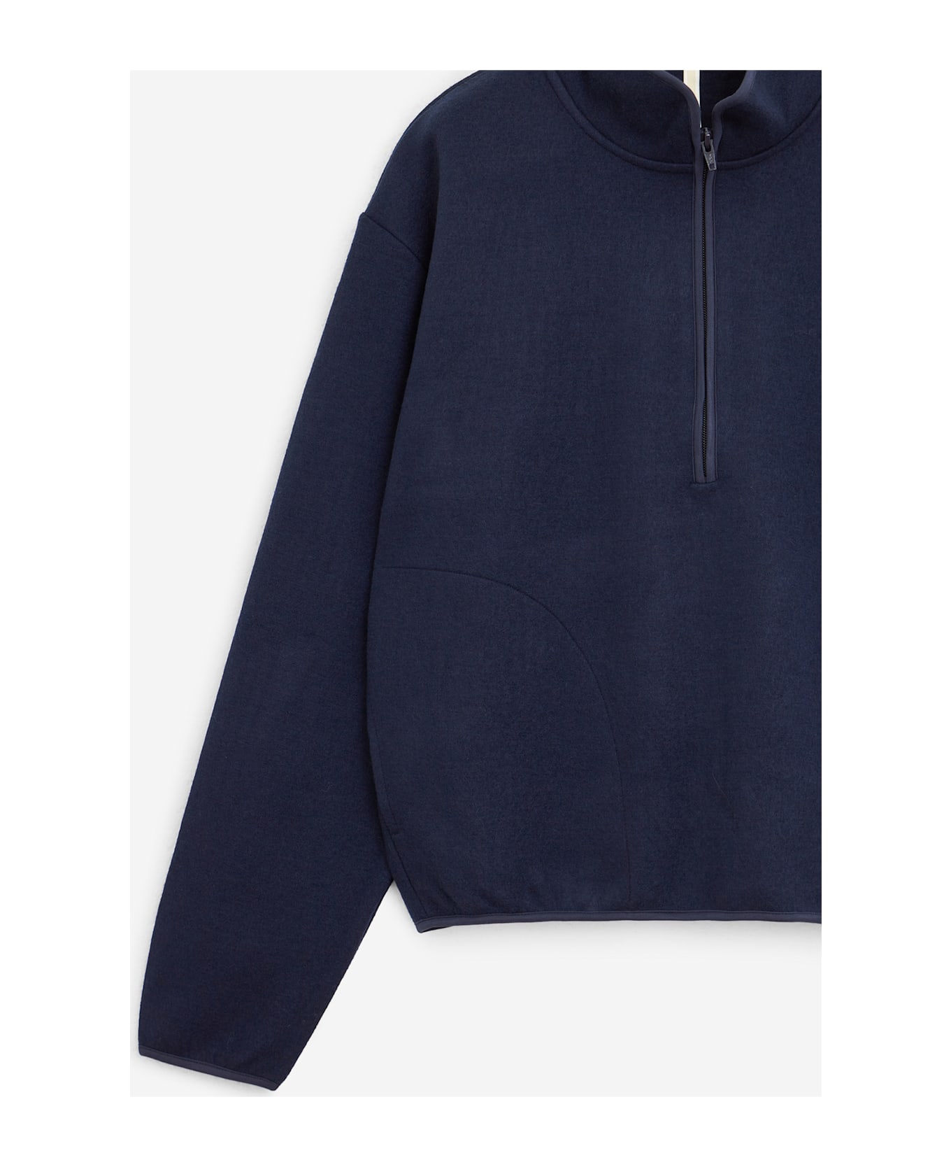 Sunflower Wool Half Zip Sweatshirt - Dark Navy