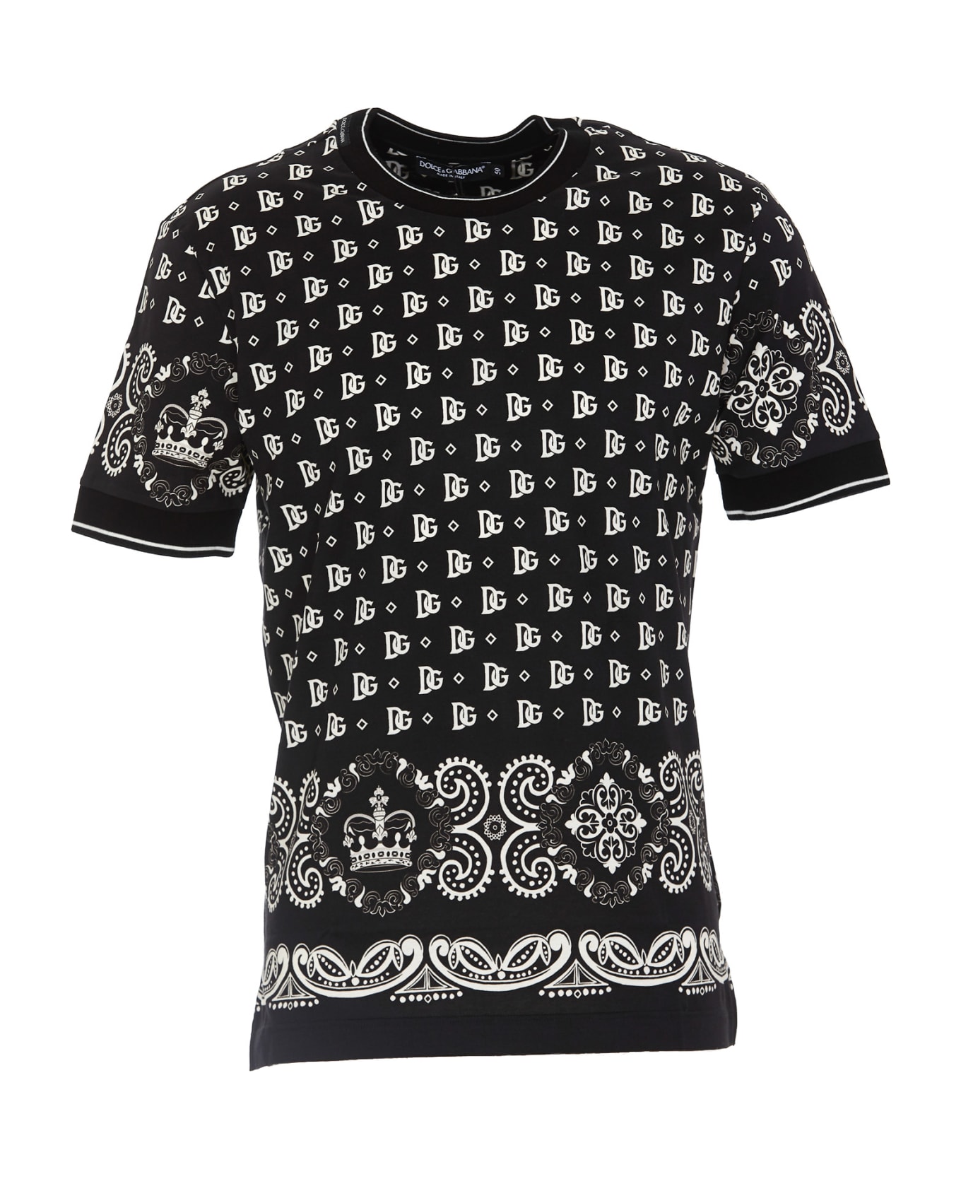 Dolce & Gabbana Black White Bandana Print Collared Shirt main image 1