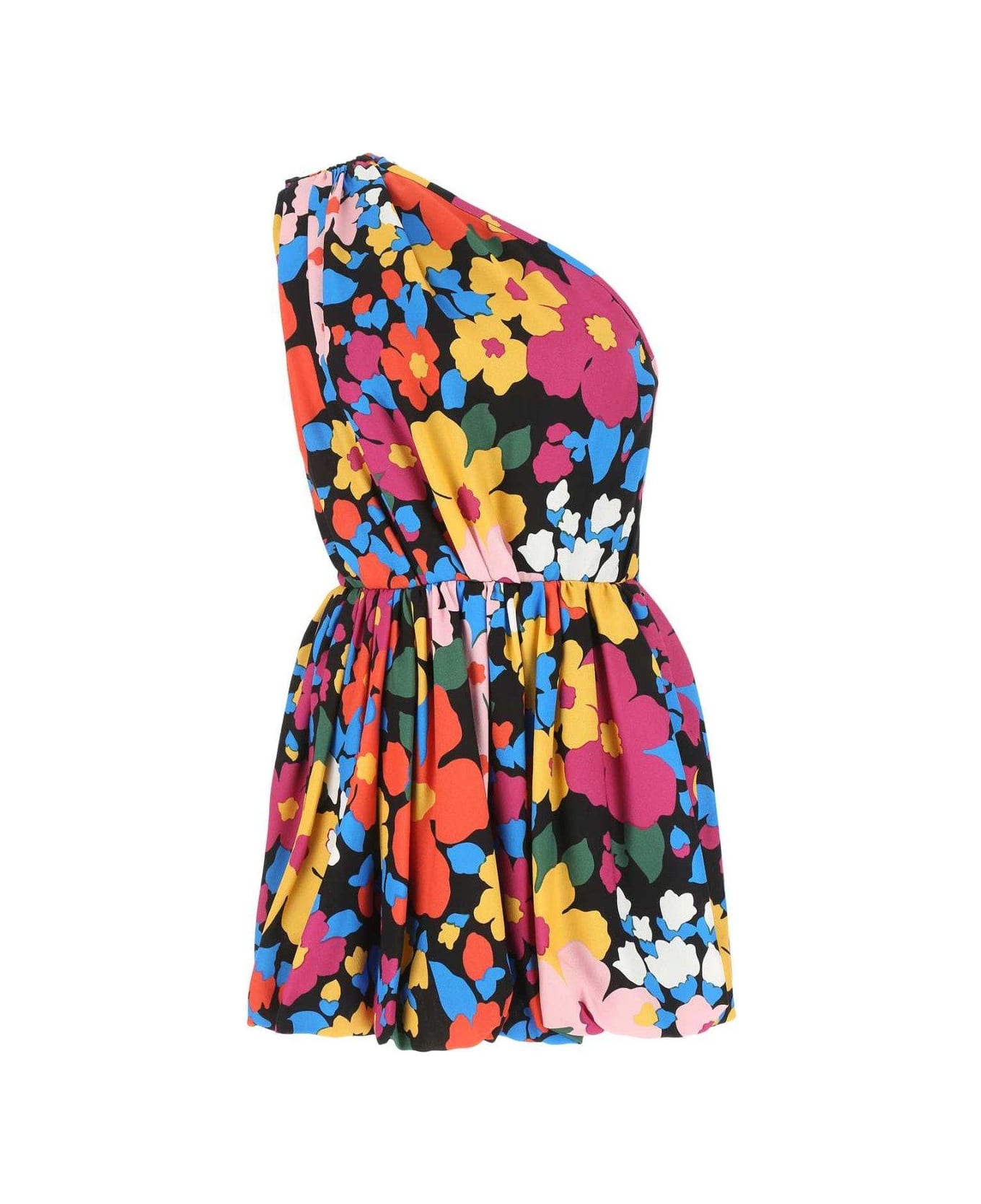 Saint Laurent Floral Printed One-shoulder Midi Dress - MultiColour