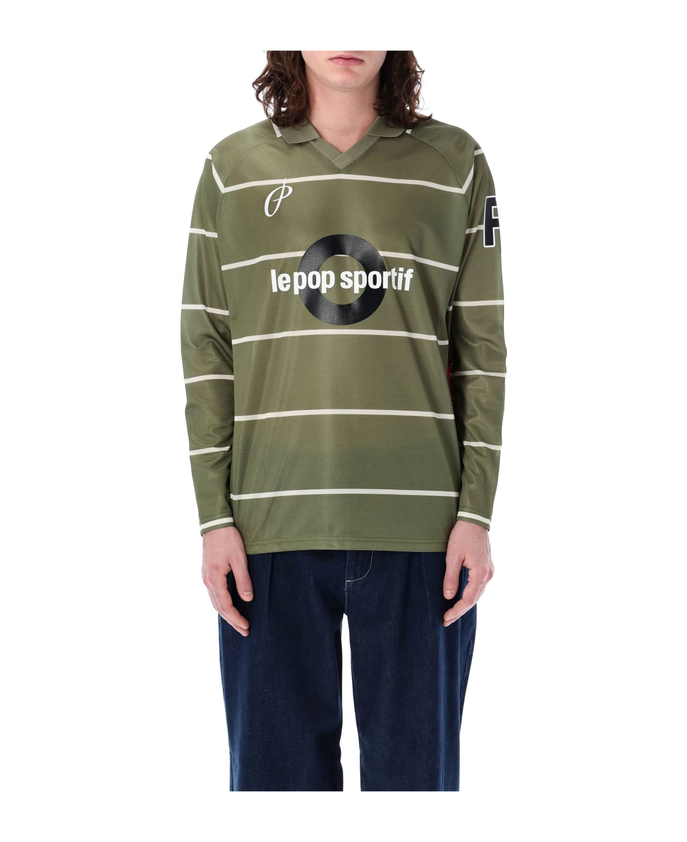 Pop Trading Company Pop Striped Sportif Long Sleeves T-shirt - LODEN GREEN