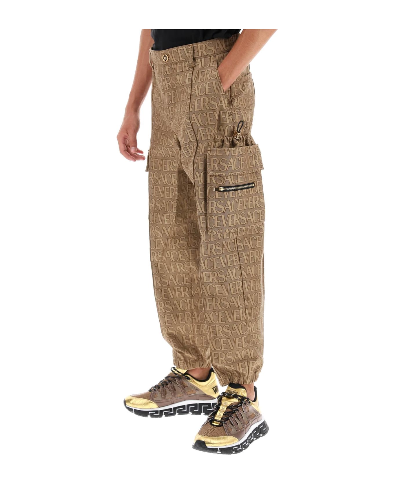 Versace 'versace All Over' Cargo Trousers - Brown