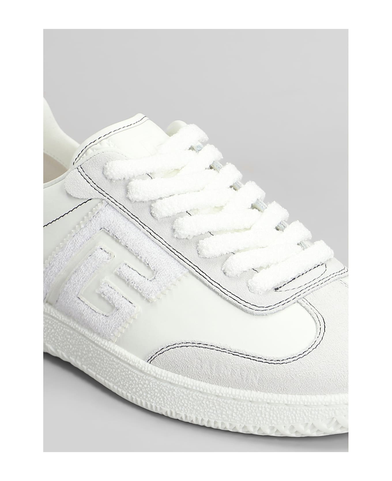 Balmain Sneakers In White Suede And Leather - white