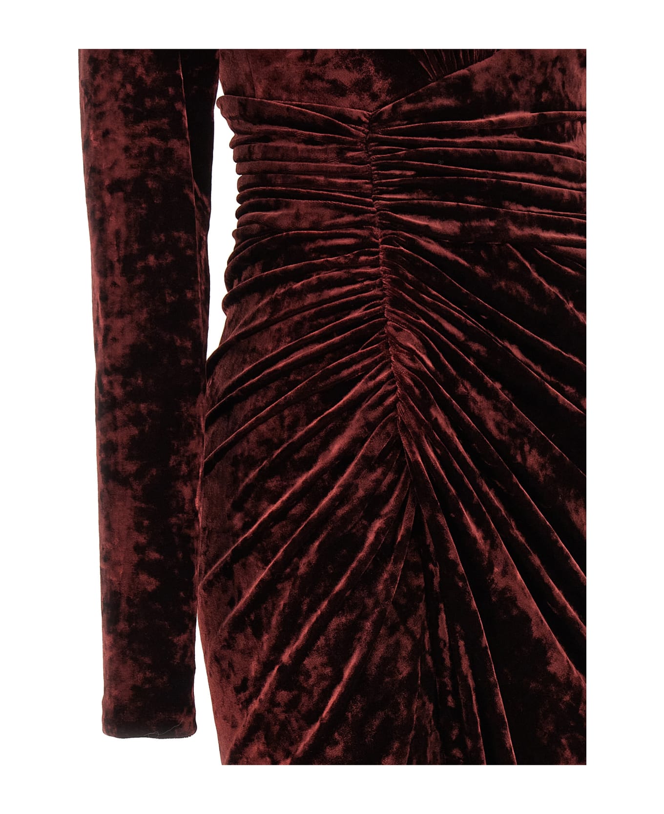 Alexandre Vauthier Long Velvet Dress - Black Cherry Red