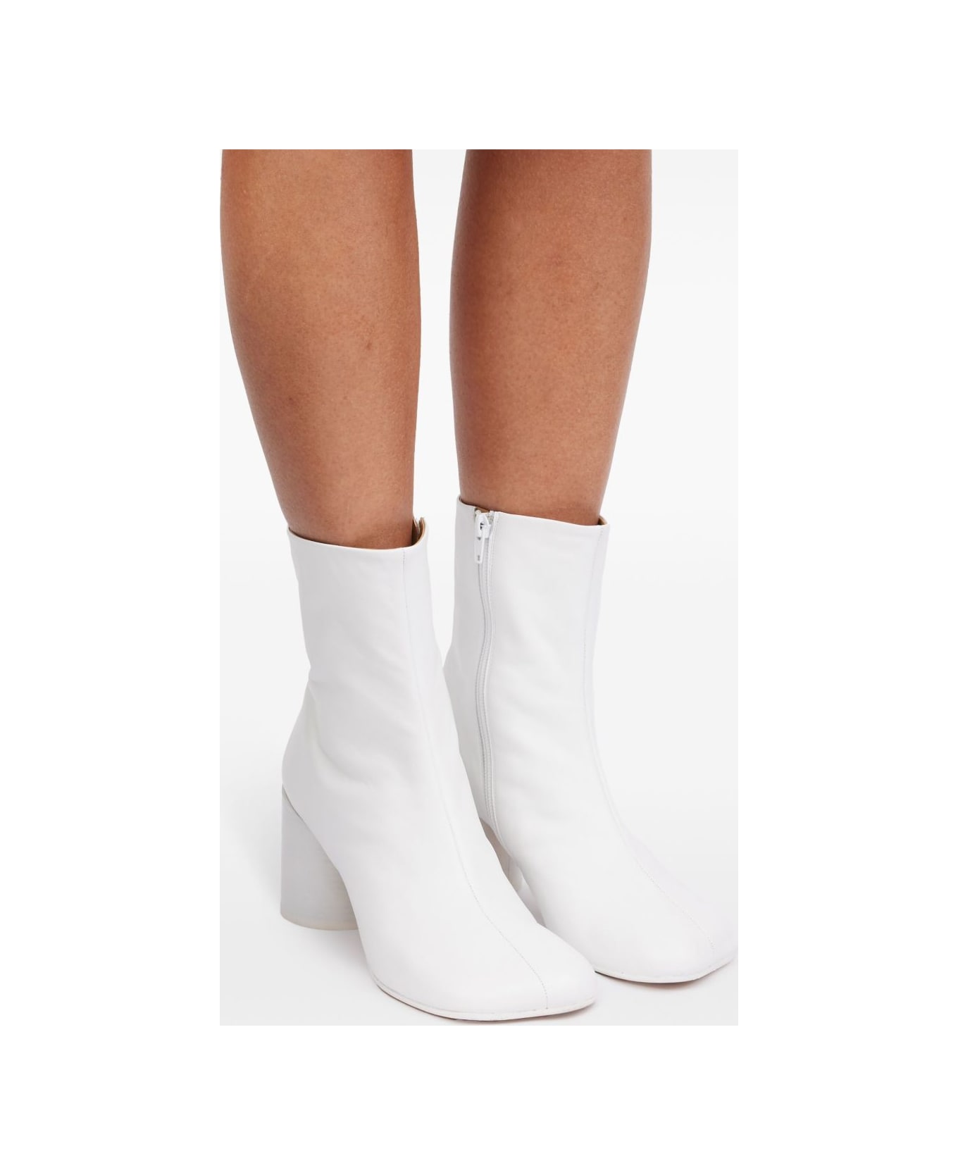 MM6 Maison Margiela Leather Ankle Boots - White