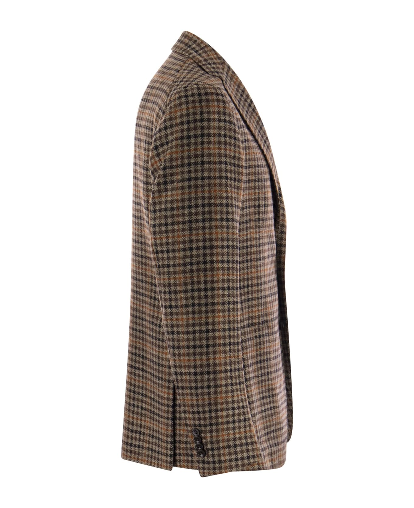 Tagliatore Montecarlo - Wool And Cashmere Checked Blazer - Brown スーツ