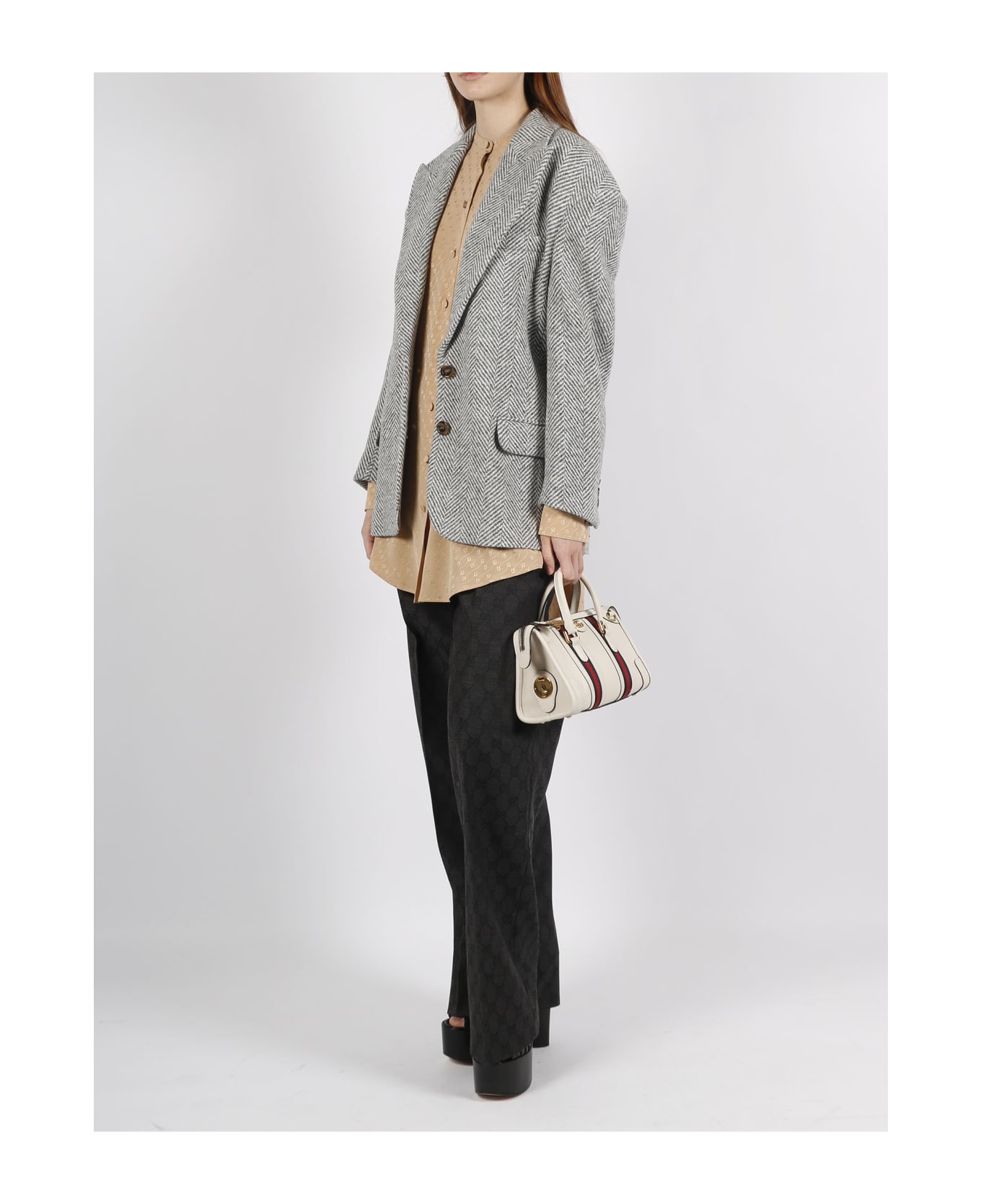 Gucci Padded Shoulder Wool Jacket - Grey