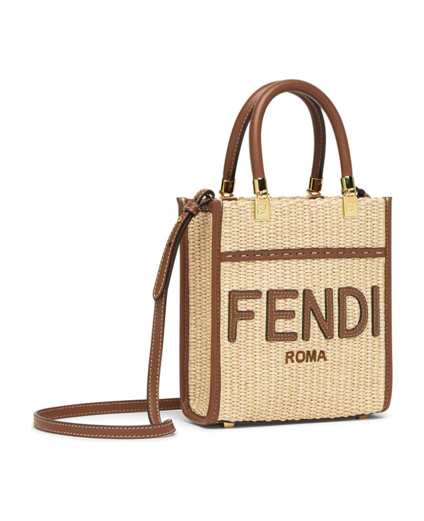 Fendi Shopping Mini Sunshine S Paglia Chicco - Plf Alchemy Gianduia Os バッグ