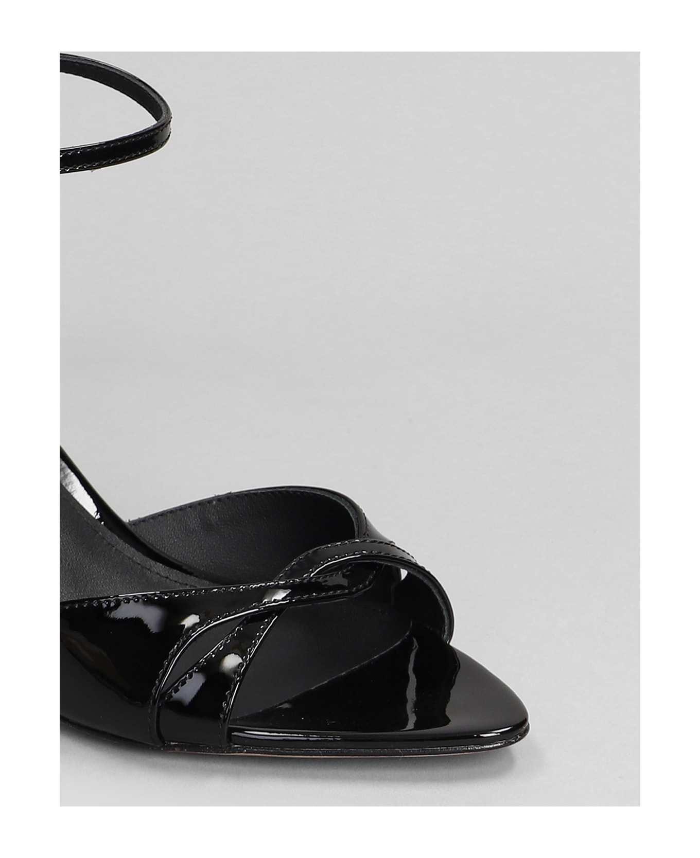 Lola Cruz Bianca 65 Sandals In Black Patent Leather - black サンダル