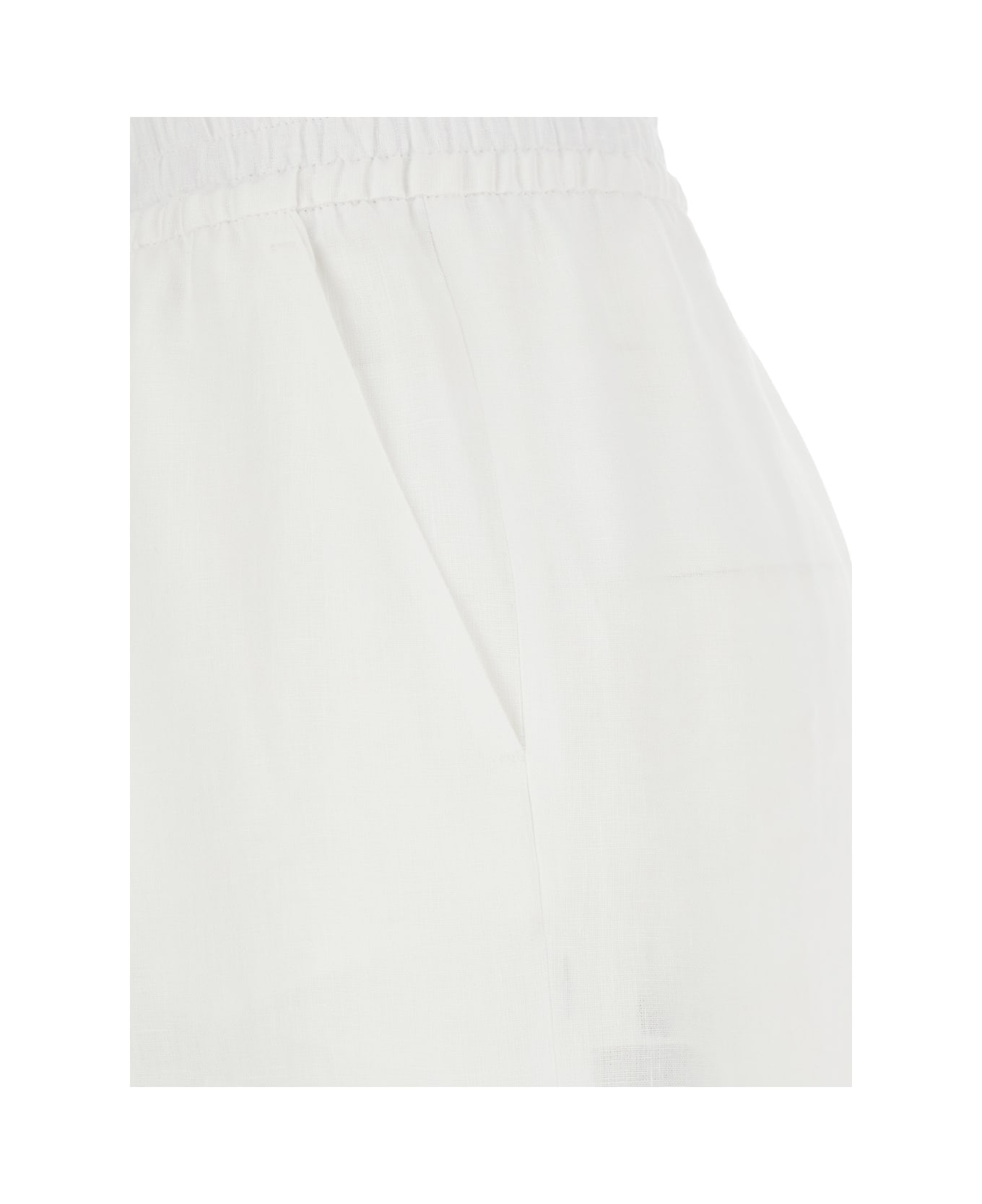 Eleventy White Pants With Elastic Waist In Linen Woman - White