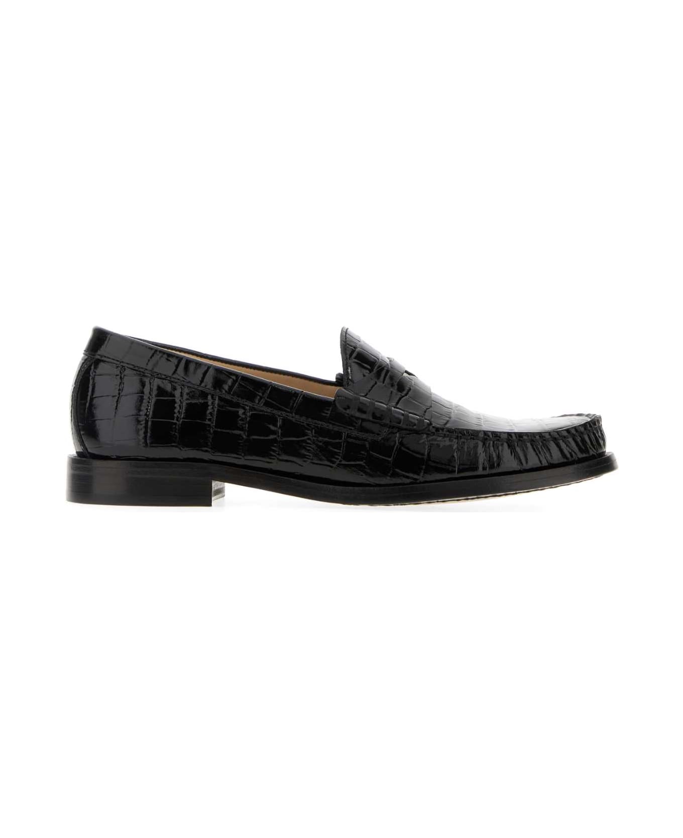 Stuart Weitzman Black Leather Lottie Loafers - Black