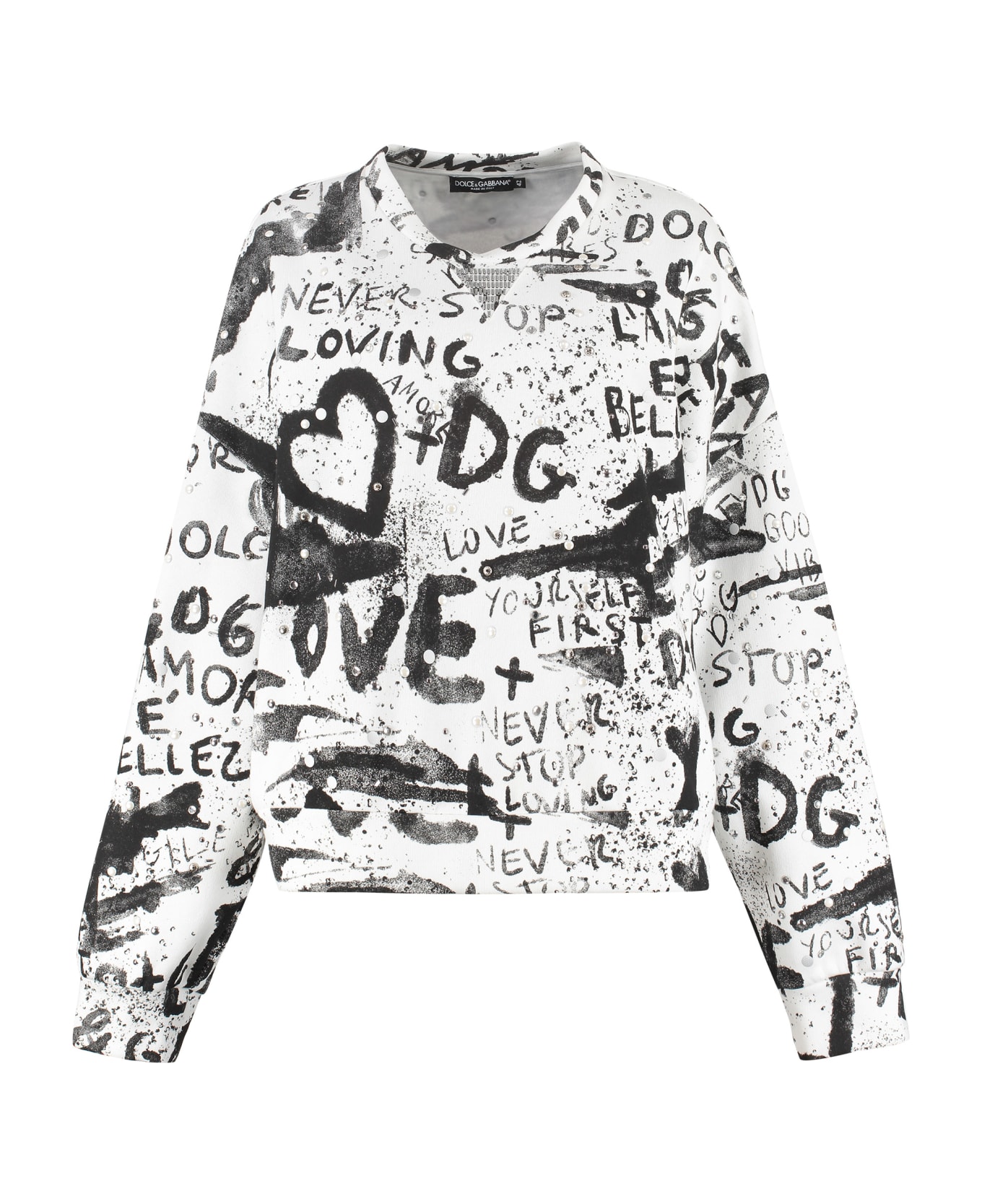 Dolce & Gabbana Printed Cotton Sweatshirt - White