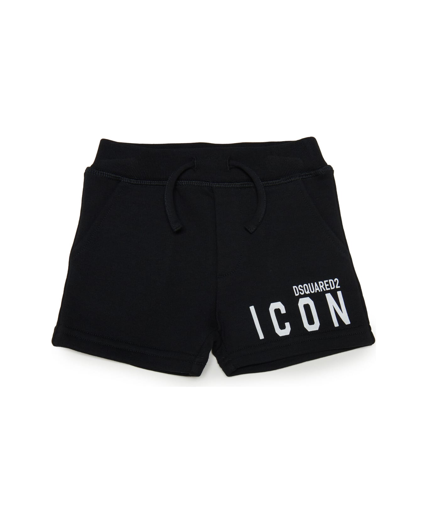 Dsquared2 D2p609b-icon Shorts Dsquared Black Cotton Shorts With Icon Logo - Black