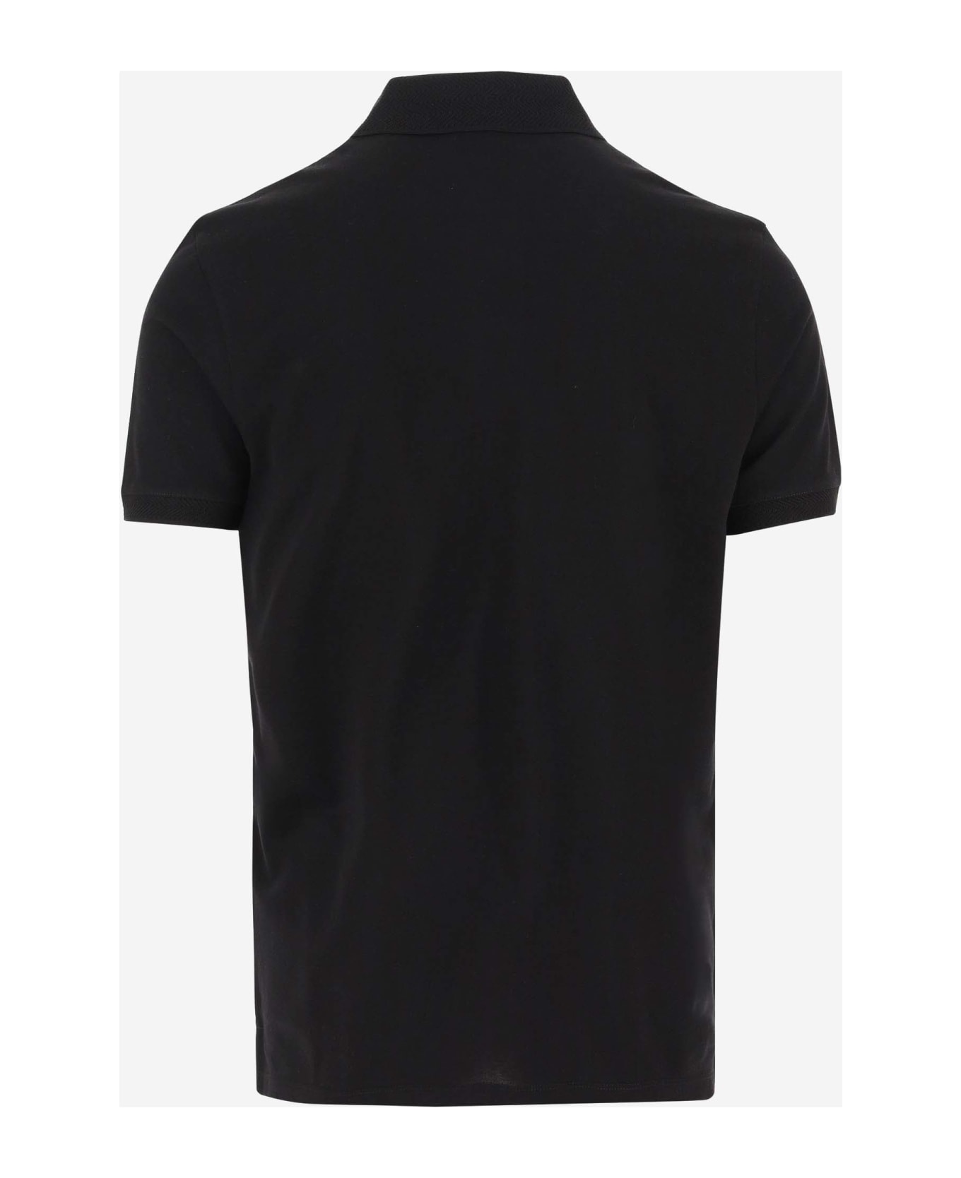 Emporio Armani Cotton Polo Shirt With Logo - Black ポロシャツ