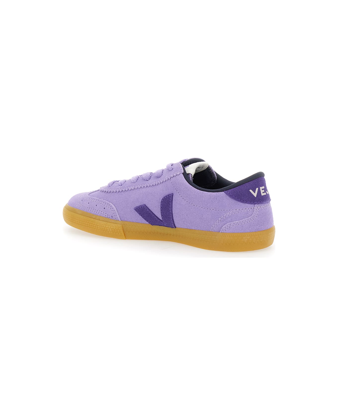 Veja 'volley' Violet Sneaker With Side Logo And Lettering Logo On The Heel In Organic Cotton Unisex - Violet