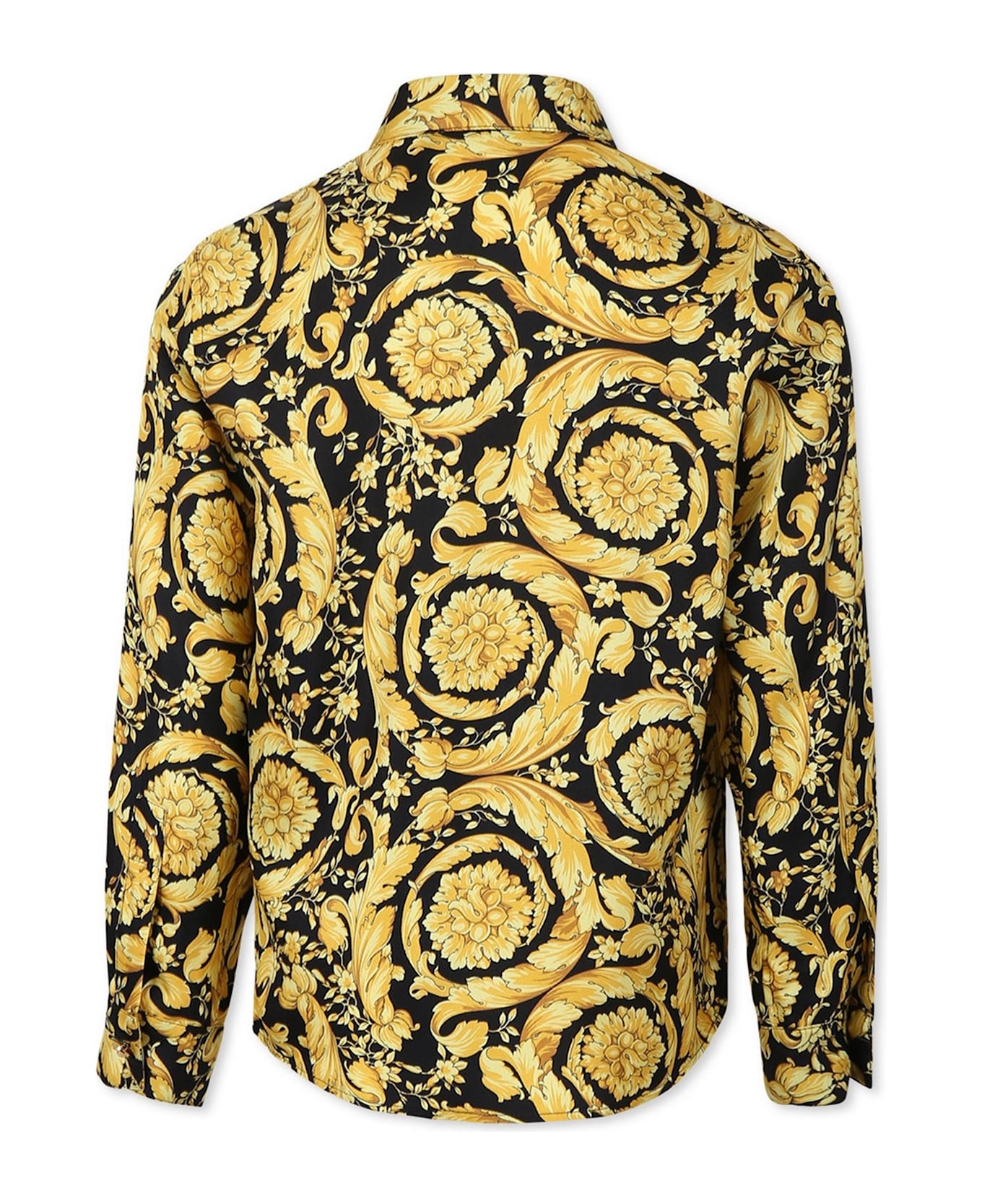 Versace Yellow Shirt For Kids With Baroque Print - Yellow