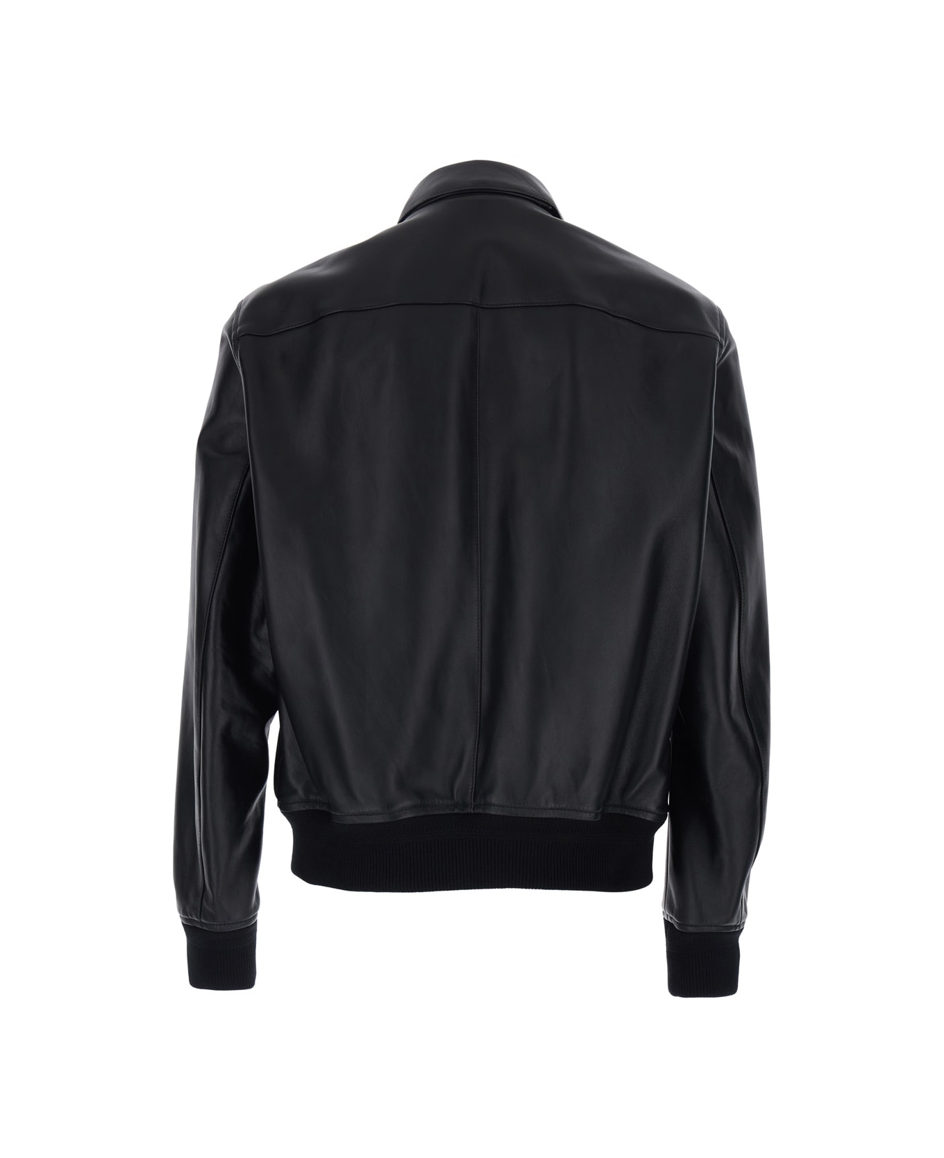 Tom Ford Black Jacket With Classic Collar And One Zip Pocket On The Sleeve In Leather Man - Black