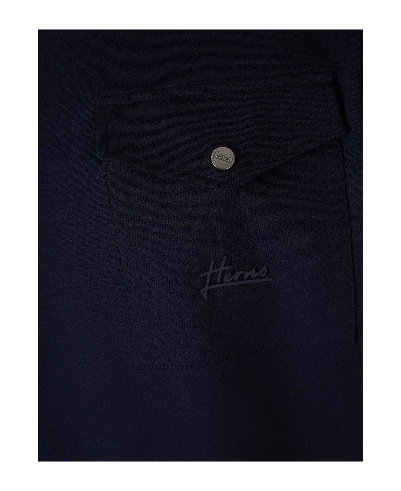 Herno Logo Detailed Crewneck T-shirt - Blu