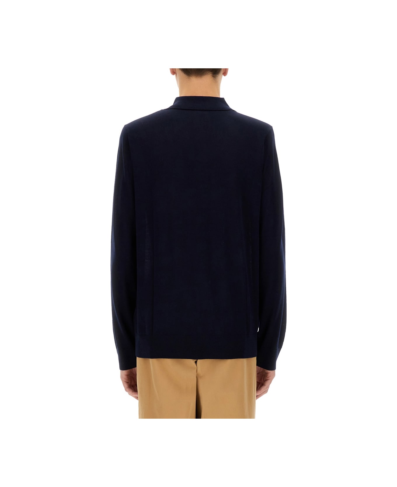 Paul Smith Merino Wool Polo Shirt - BLUE