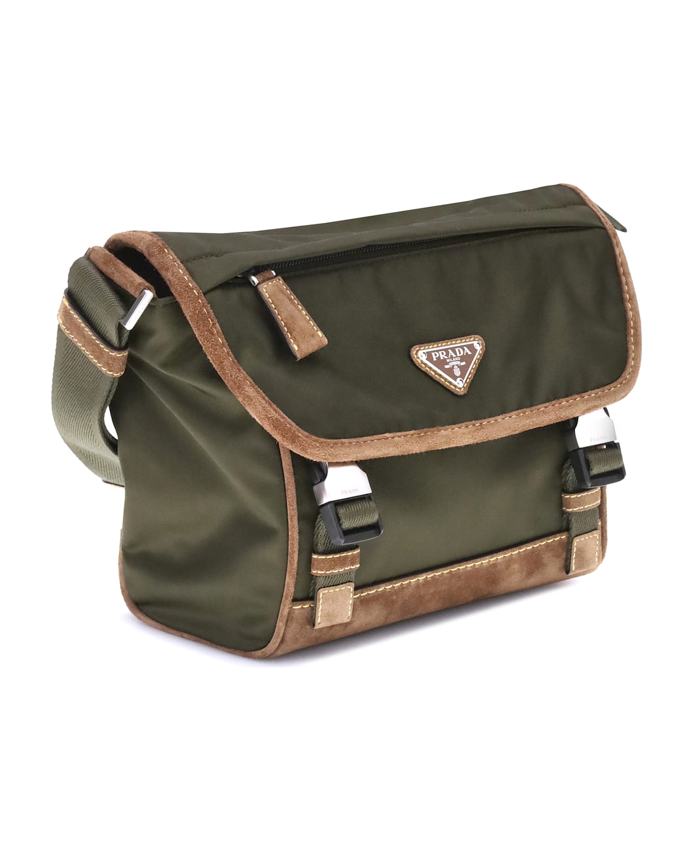 Prada Re-nylon And Leather Medium Shoulder Bag