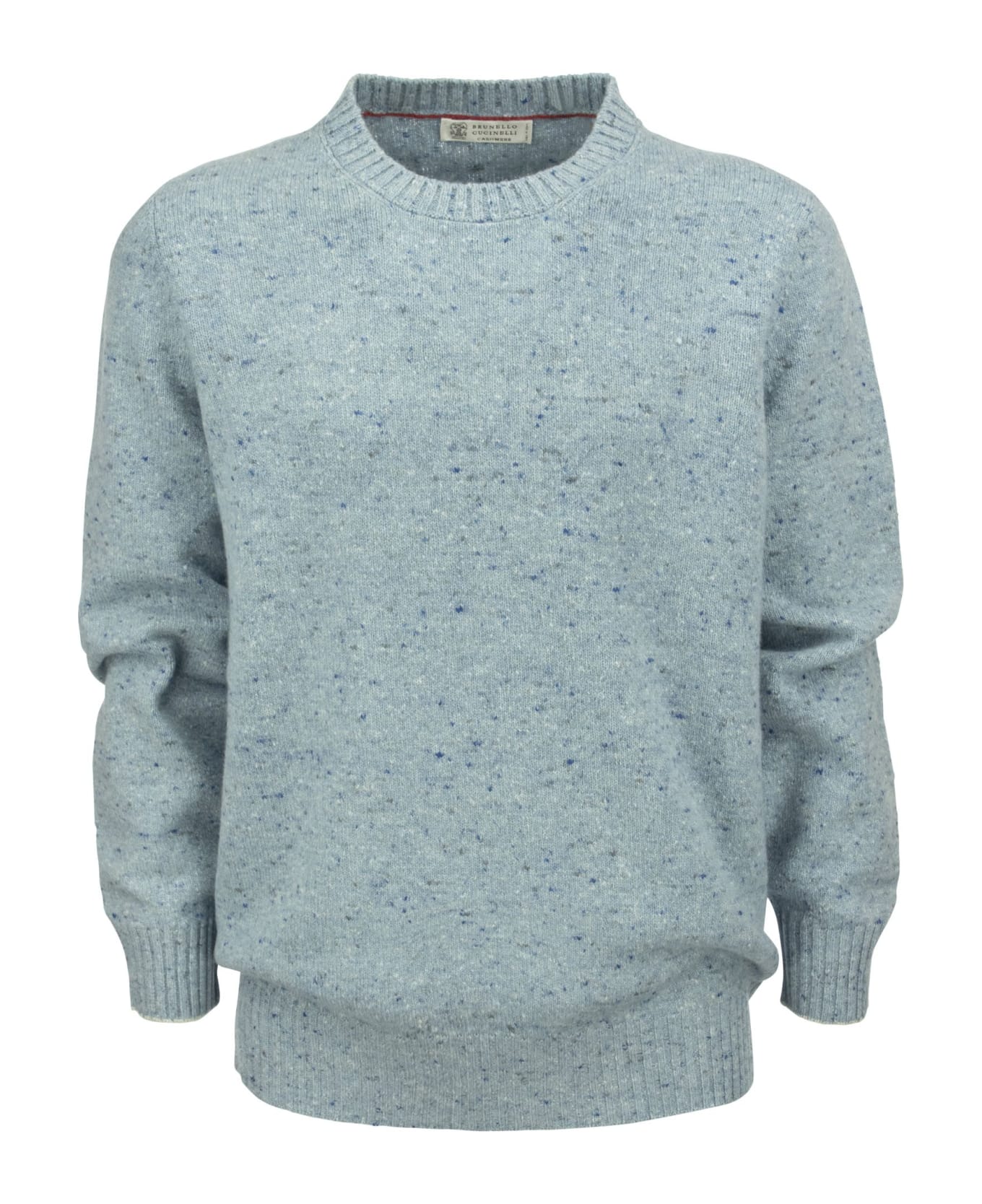 Brunello Cucinelli Crew-neck Sweater In Wool And Cashmere Mix - Light Blue ニットウェア