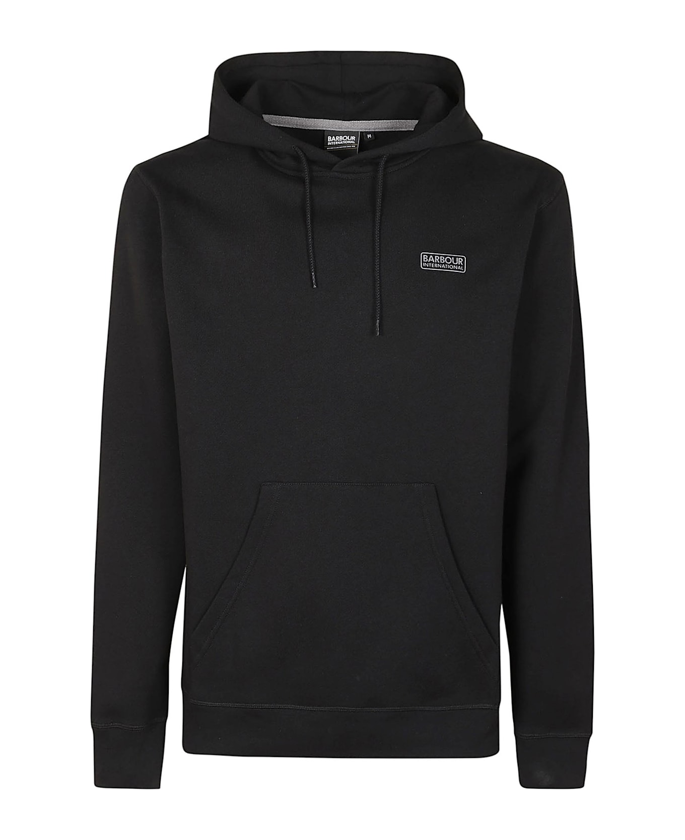 Barbour Logo Detailed Drawstring Hoodie - Black