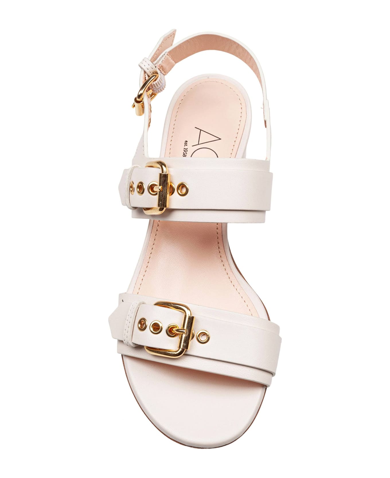 AGL Lala Straps Leather Sandal Chalk Color - PLASTER