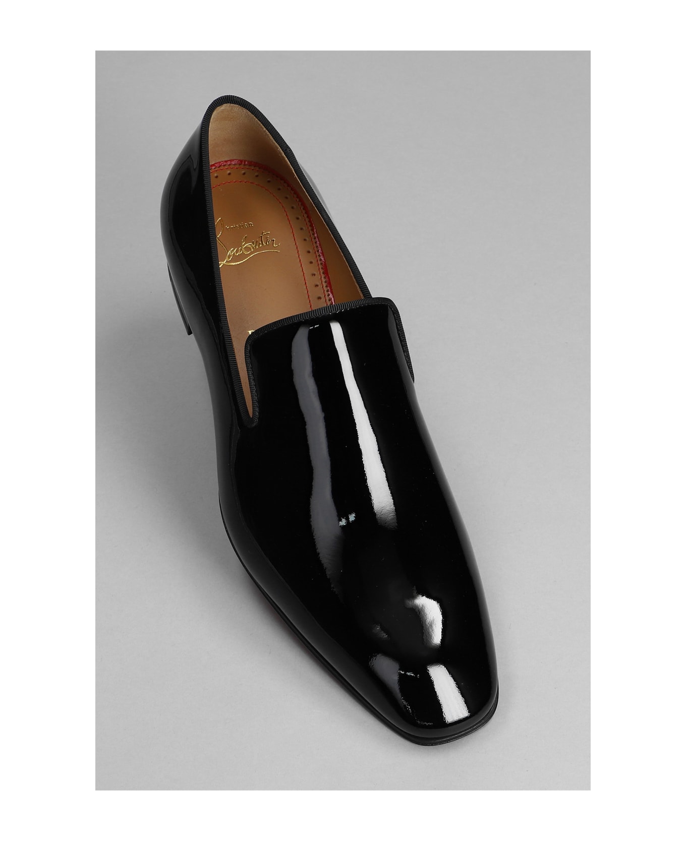 Christian Louboutin Dandeliuon Flat Loafers In Black Patent Leather - Black