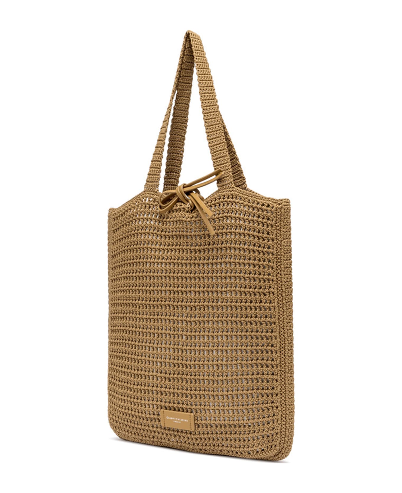 Gianni Chiarini Vittoria Camel Shopping Bag In Crochet Fabric - CAMEL