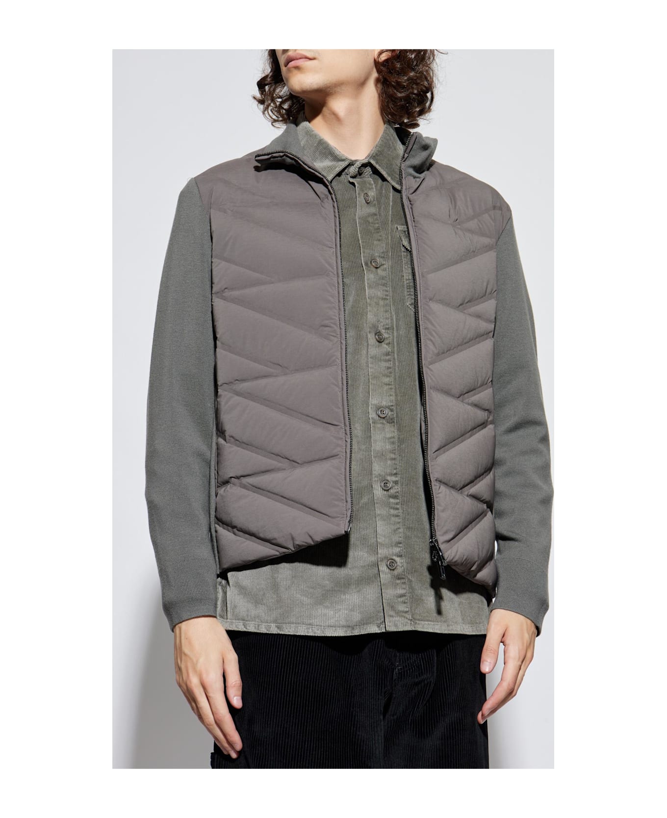 Emporio Armani Cardigan With Down Filling - Grey