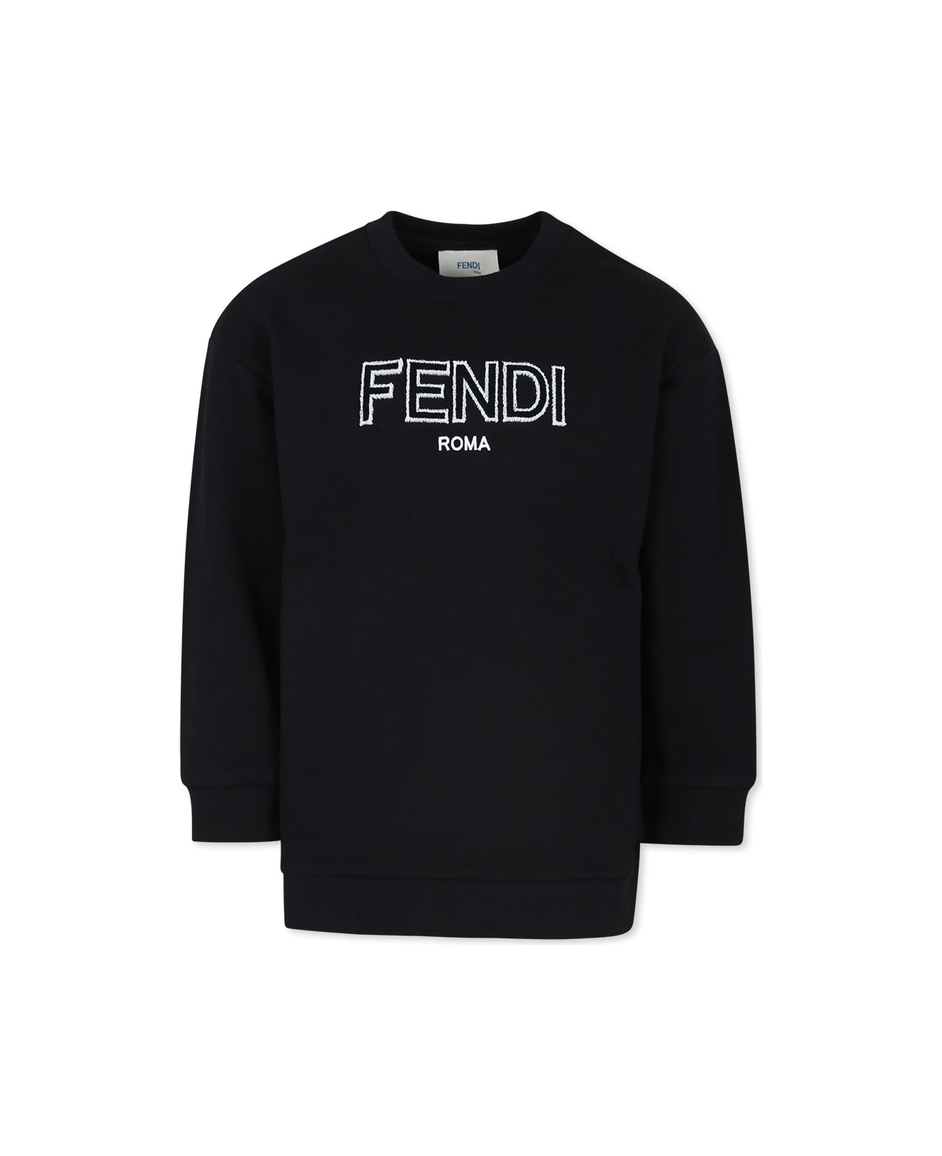 Fendi Black Sweatshirt For Kids With Logo - Black
