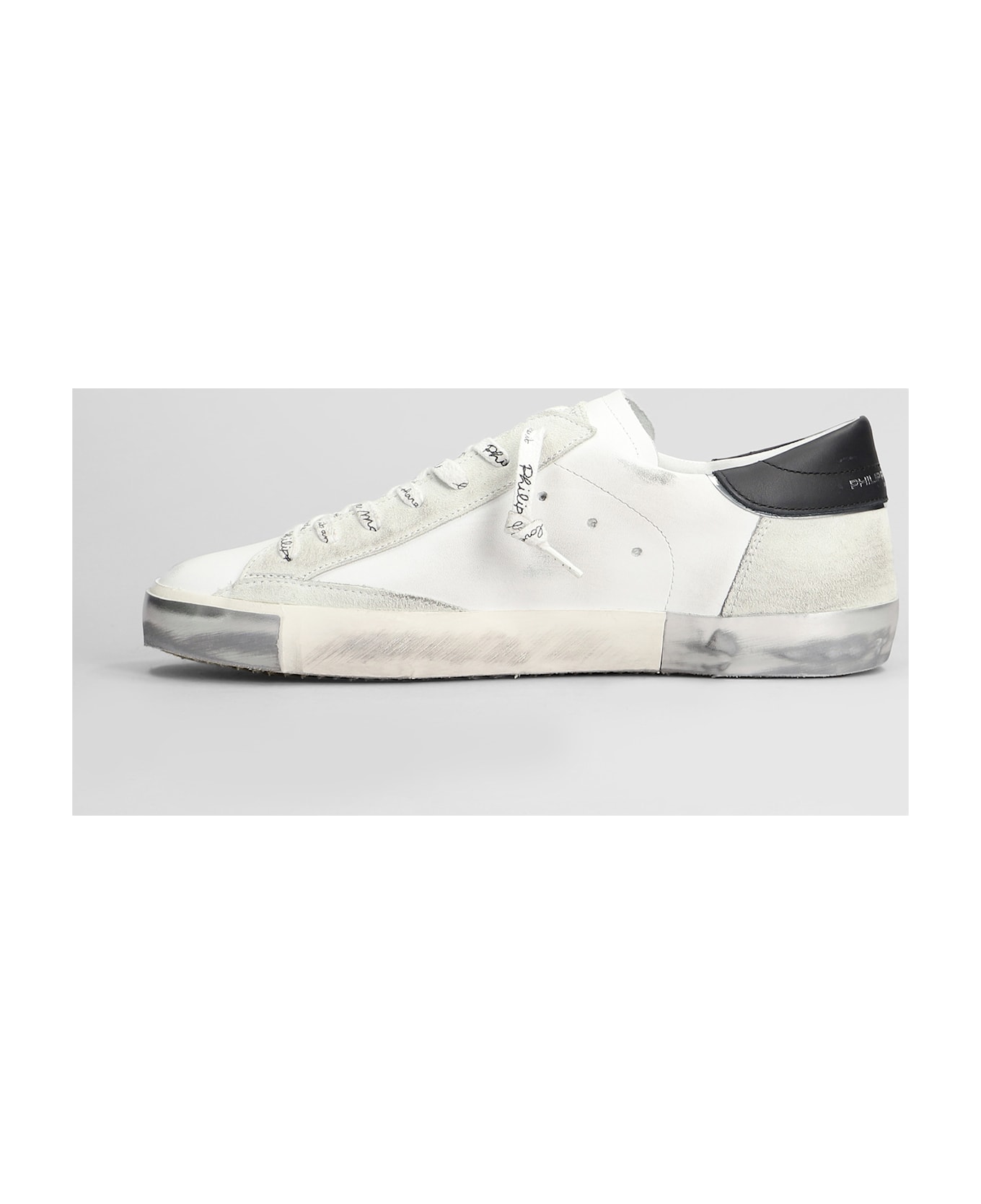 Philippe Model Prsx Low Sneakers In White Leather - white