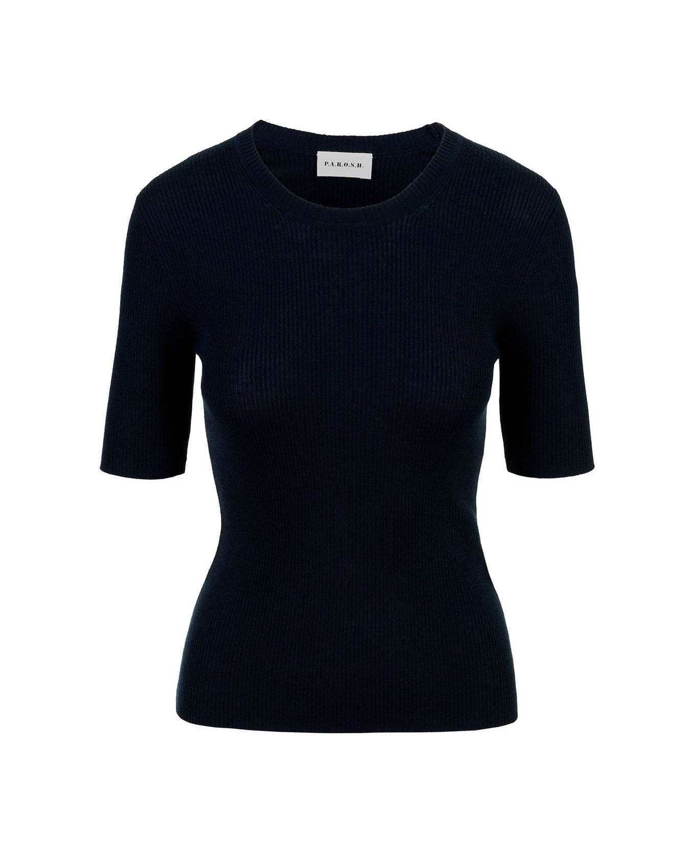 Parosh Short-sleeved Knitted Top - Blu