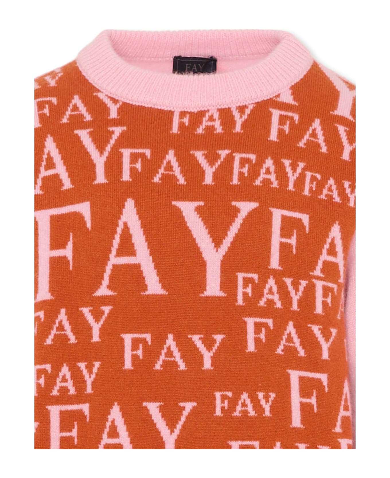 Fay Pink Sweater For Boy With Logo - Orange