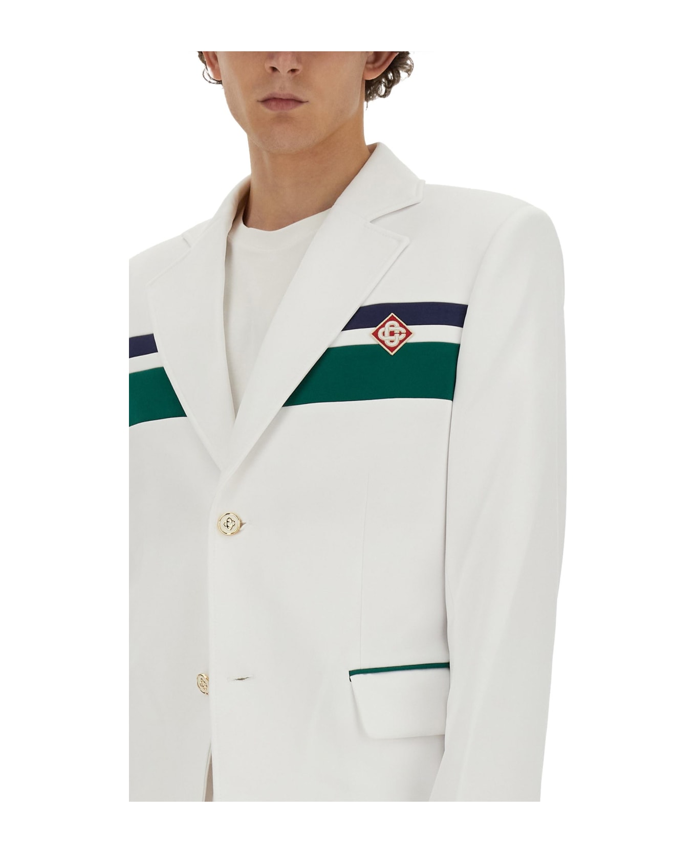 Casablanca Sport Tailoring Jacket - WHITE / GREEN / NAVY