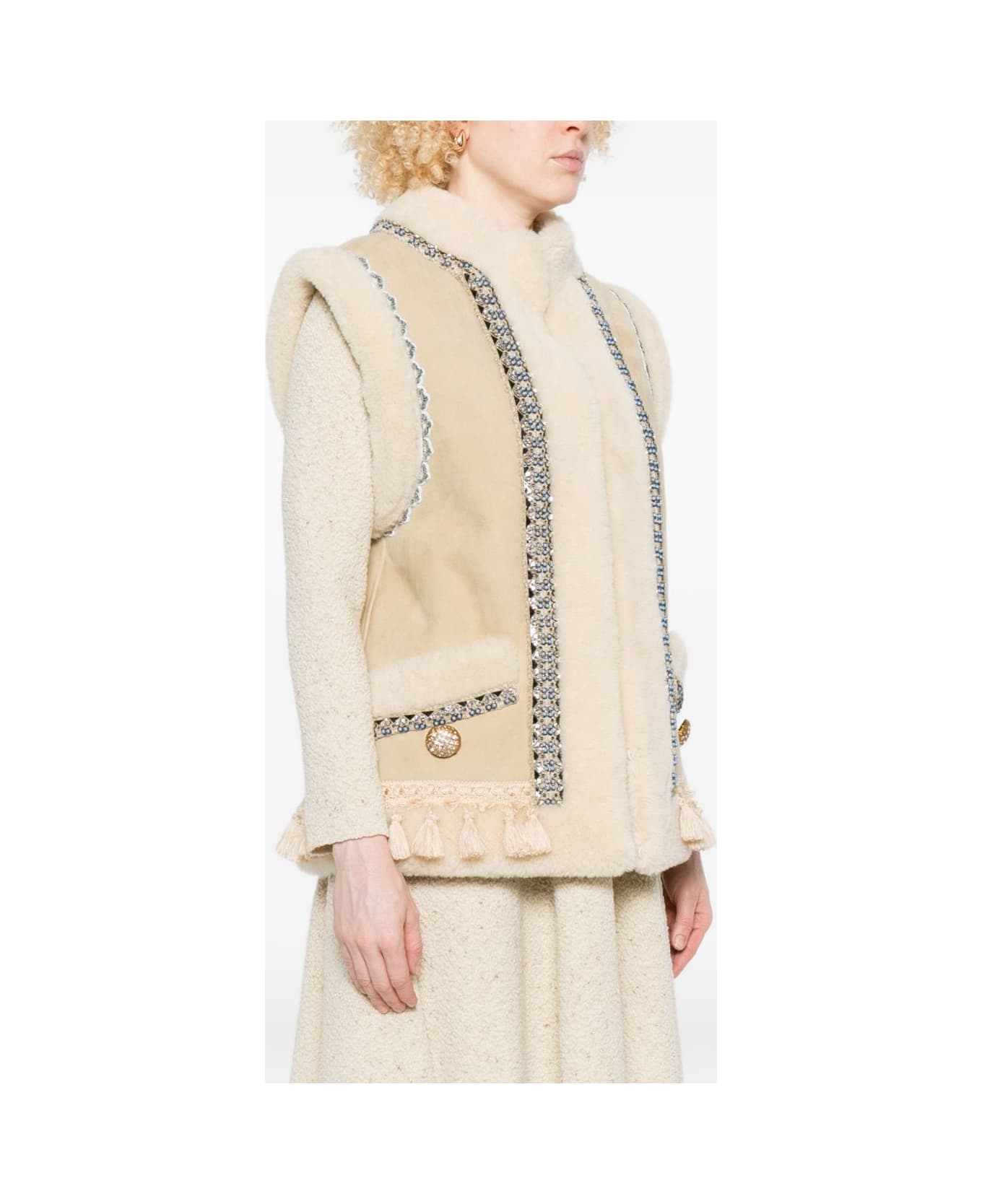 Valentino Garavani Leather Vest - Beige
