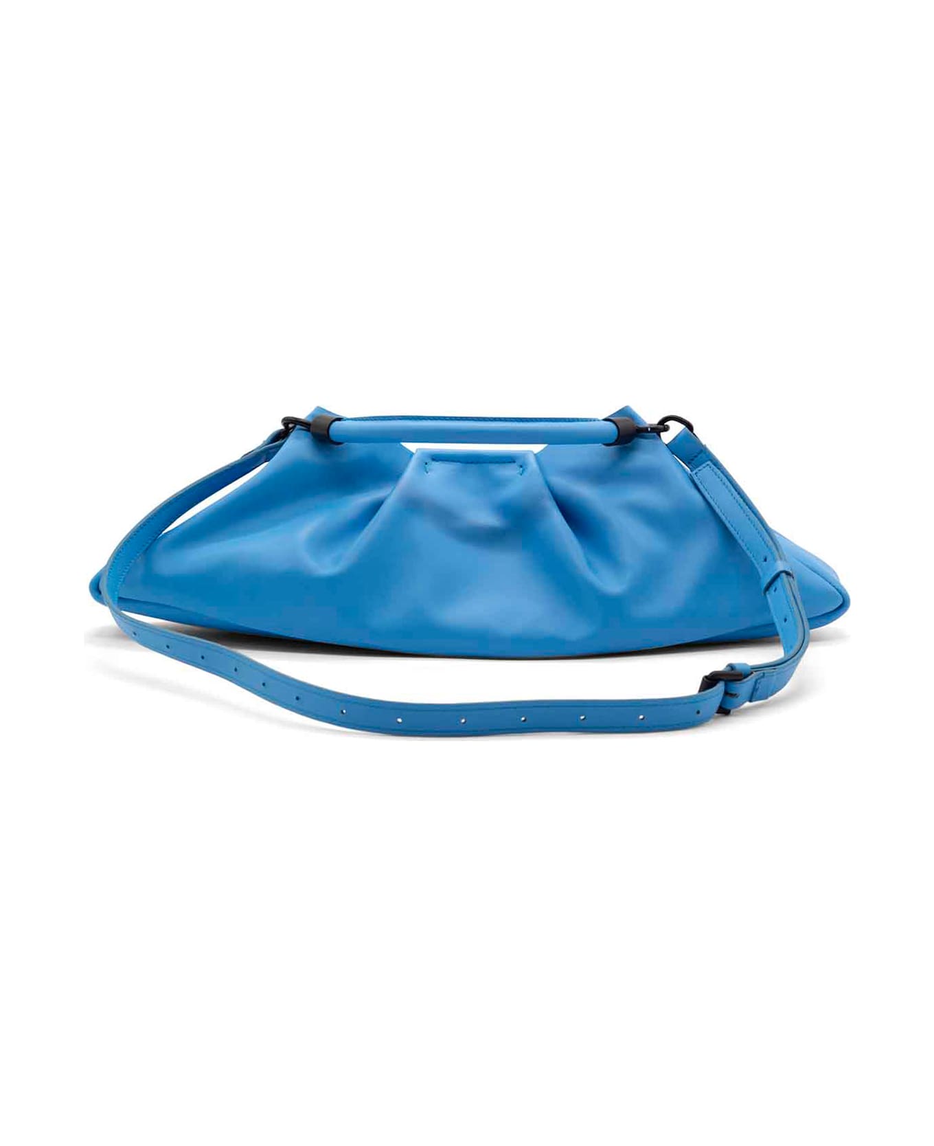 Vic Matié Light Blue Leather Clutch Bag With Shoulder Strap - SEA BLUE