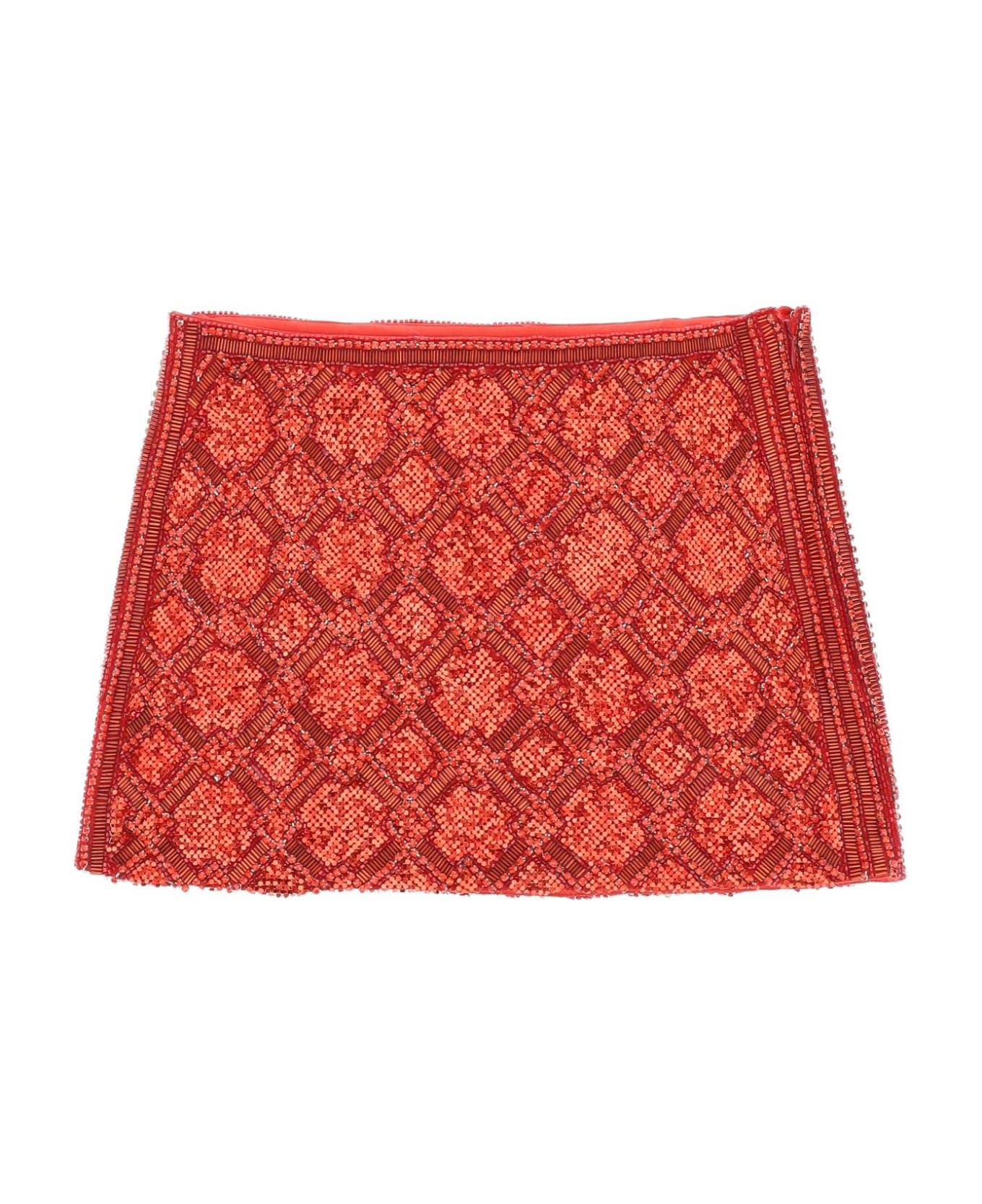 retrofete Embroidered Mini Skirt - RED (Red)