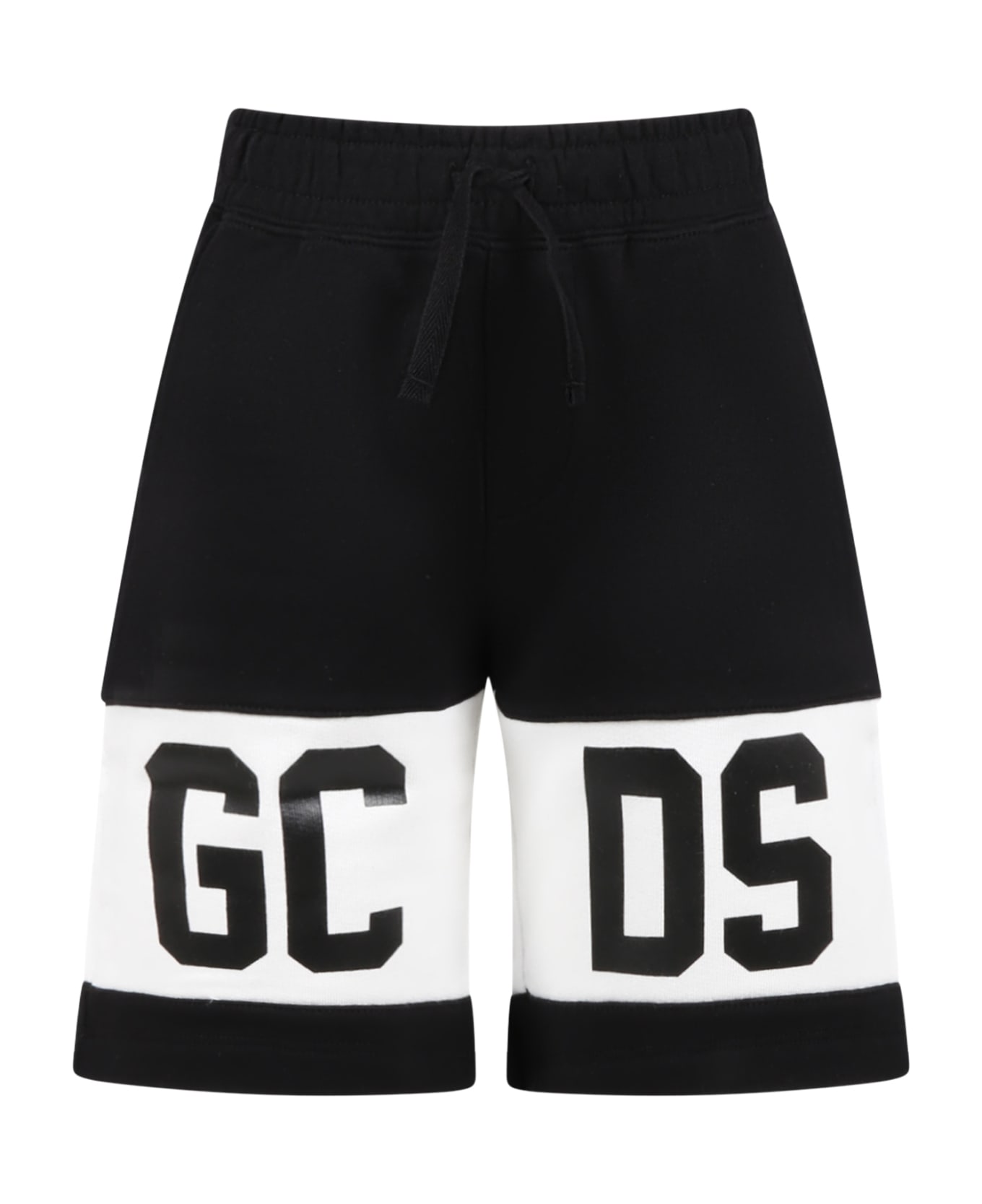 GCDS Mini Black Shorts For Boy With White Logo - Black