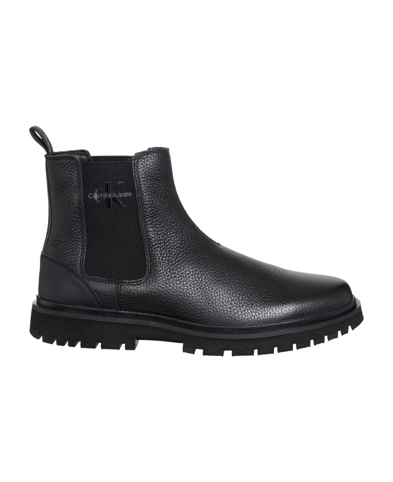 Calvin Klein Leather Ankle Boots - Triple black ブーツ